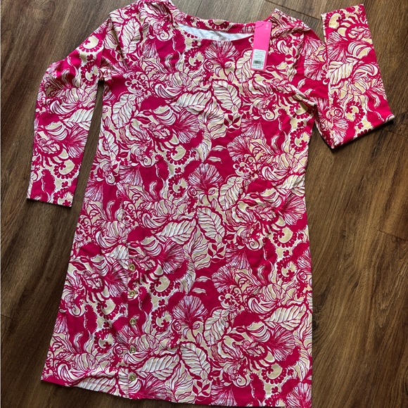 Lilly Pulitzer Dresses & Skirts - Lily Pulitzer Burgundy/Pink/Cream Maddox UPF50+ Dress